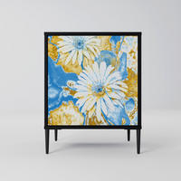 SIDEBOARD DAISY LUXE, Schwarz, 57,5x42x72,5 cm, Schwarze Metallfüße - Multicolor/Schwarz, Holzwerkstoff/Metall (57.5/72.5/42cm) - SpaceRebels