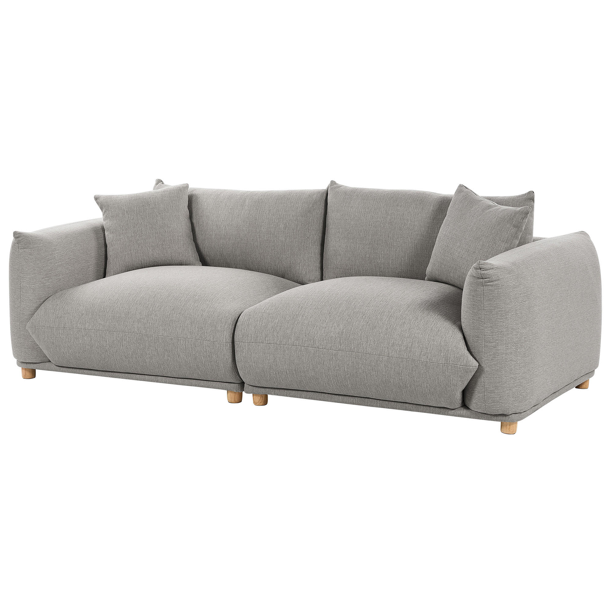 3-SITZER-SOFA hellgrau mit Kissen Luvos - Hellbraun/Grau, Textil (220/75/104cm) - Beliani