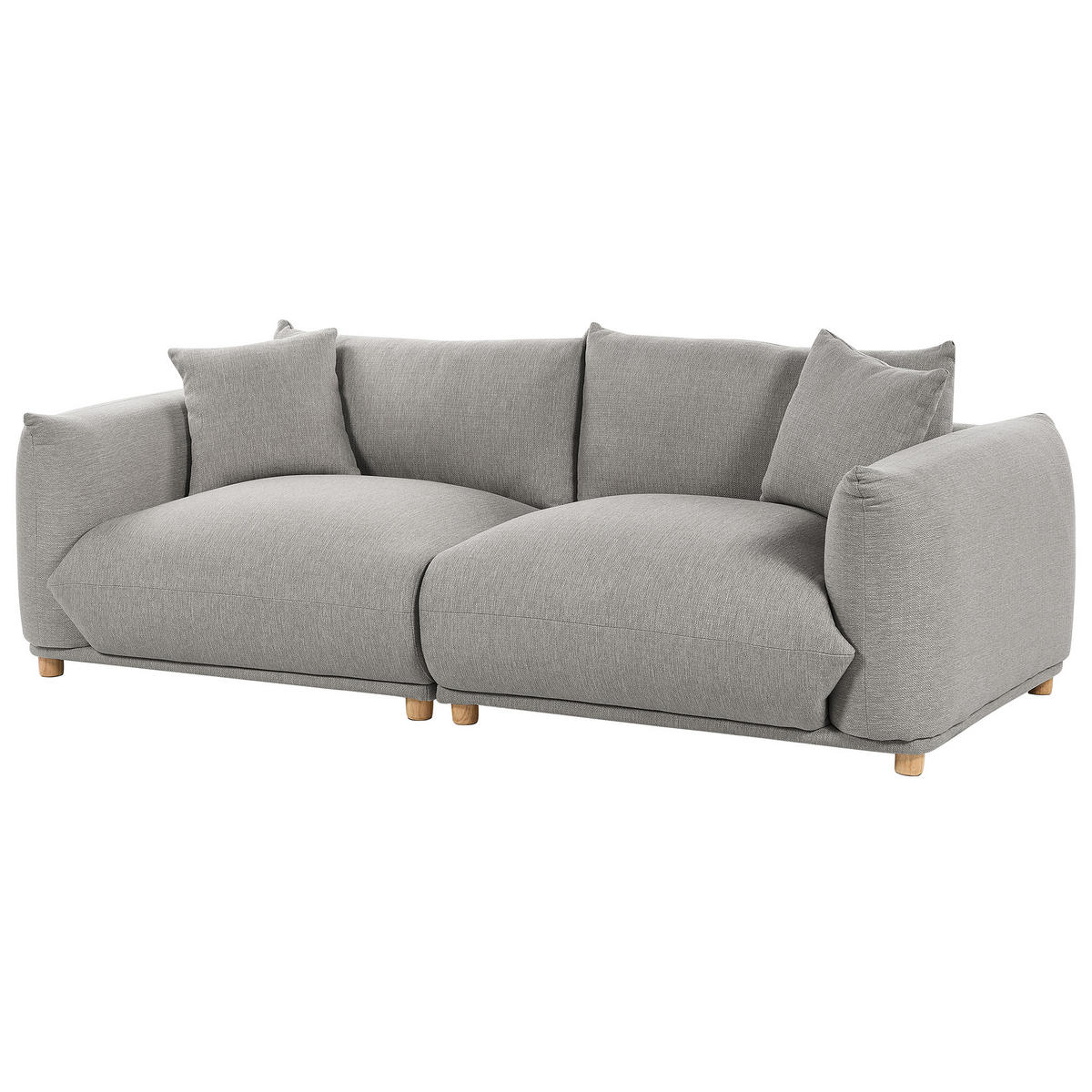 3-SITZER-SOFA hellgrau mit Kissen Luvos - Hellbraun/Grau, Textil (220/75/104cm) - Beliani