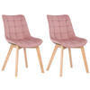STUHL 2er Set Samt Pink - Pink/Eukalyptusholzfarben, Holz/Textil (46/82/61cm) - CLP