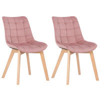 STUHL 2er Set Samt Pink - Pink/Eukalyptusholzfarben, Holz/Textil (46/82/61cm) - CLP