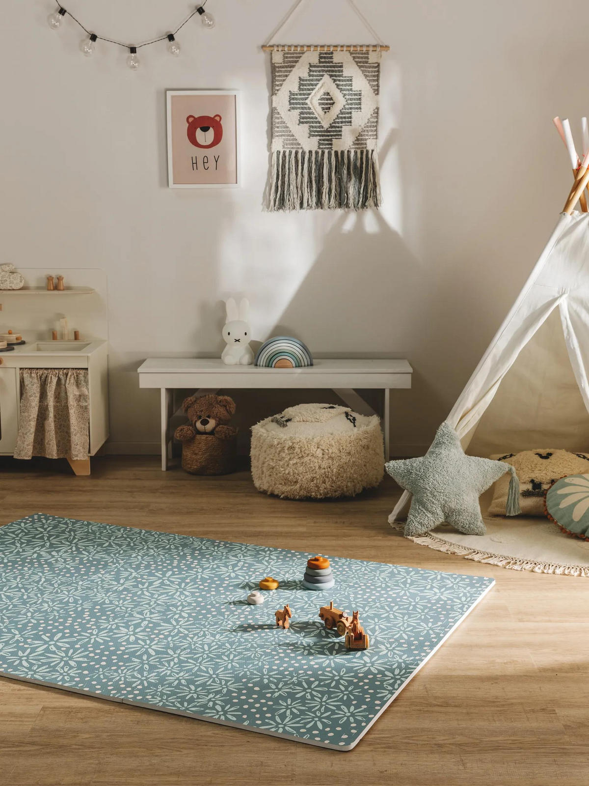 SPIELMATTE Daisy Blau 120x180 cm - Blau, Textil (120/180cm) - Lytte