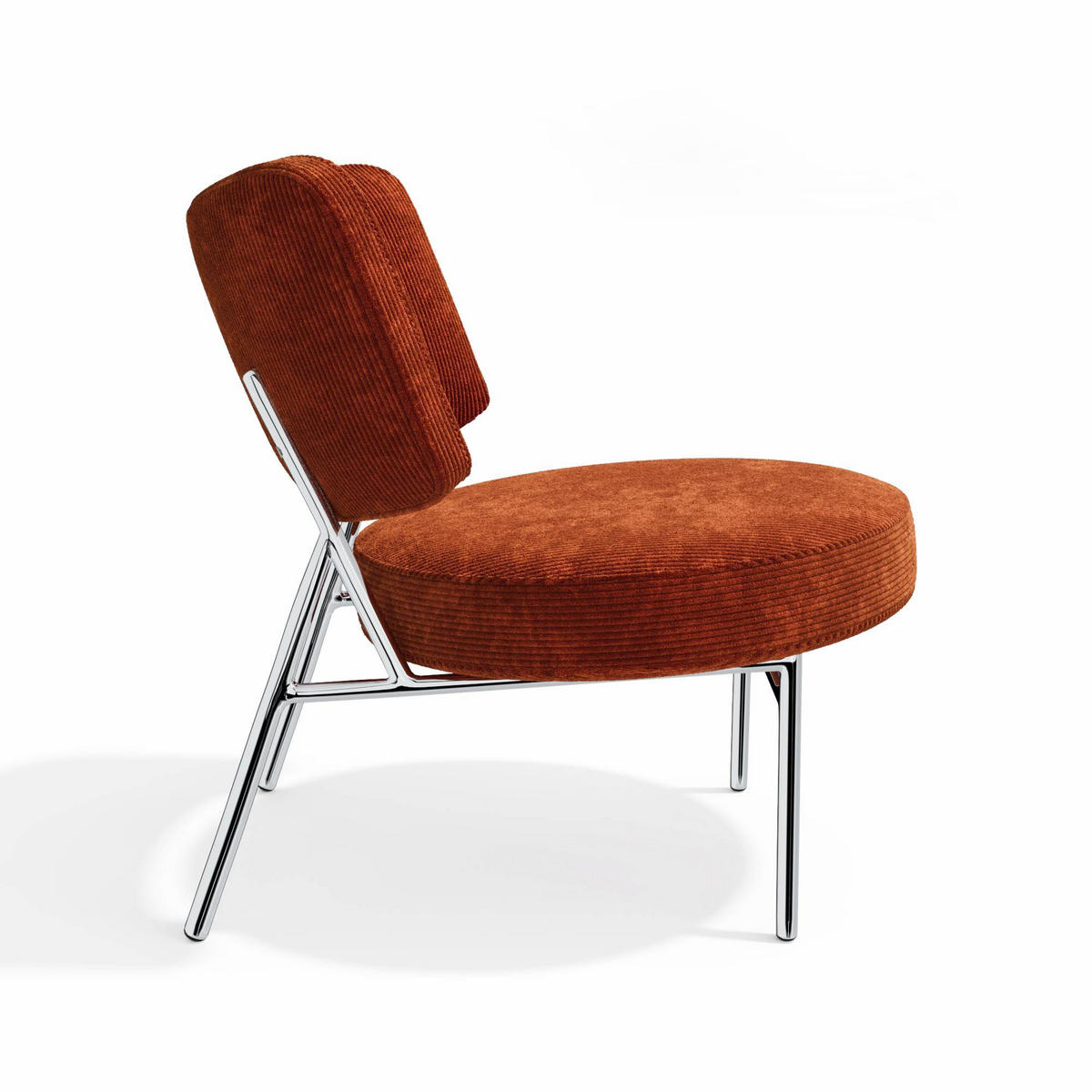 SESSEL Gerippter Samt 60cm - Orange, Textil (60/70/71cm) - Sia Home