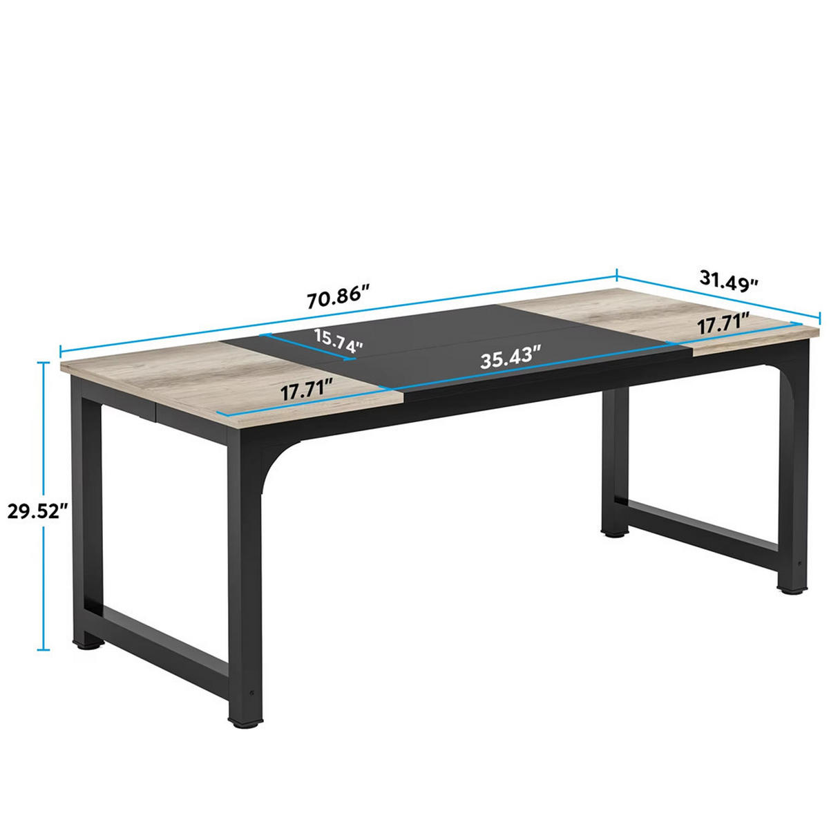 SCHREIBTISCH 180/80/75 cm Grau Schwarz Bürotisch - Grau, Holz (180/80/75cm) - Kaket