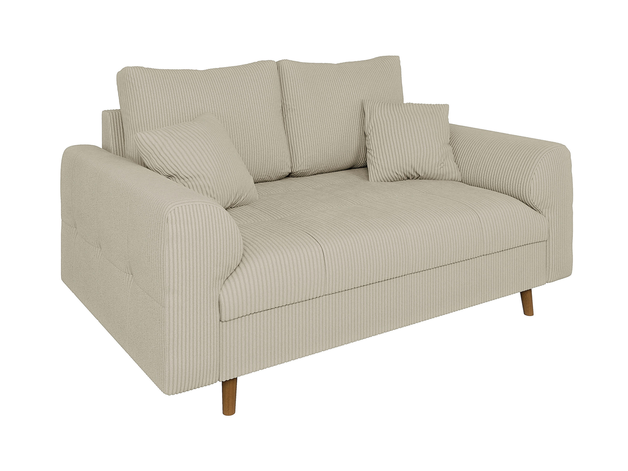 2-SITZER-SOFA Alma Beige Cord - Beige/Braun, Holz/Textil (150/81/93cm) - S-Style Möbel