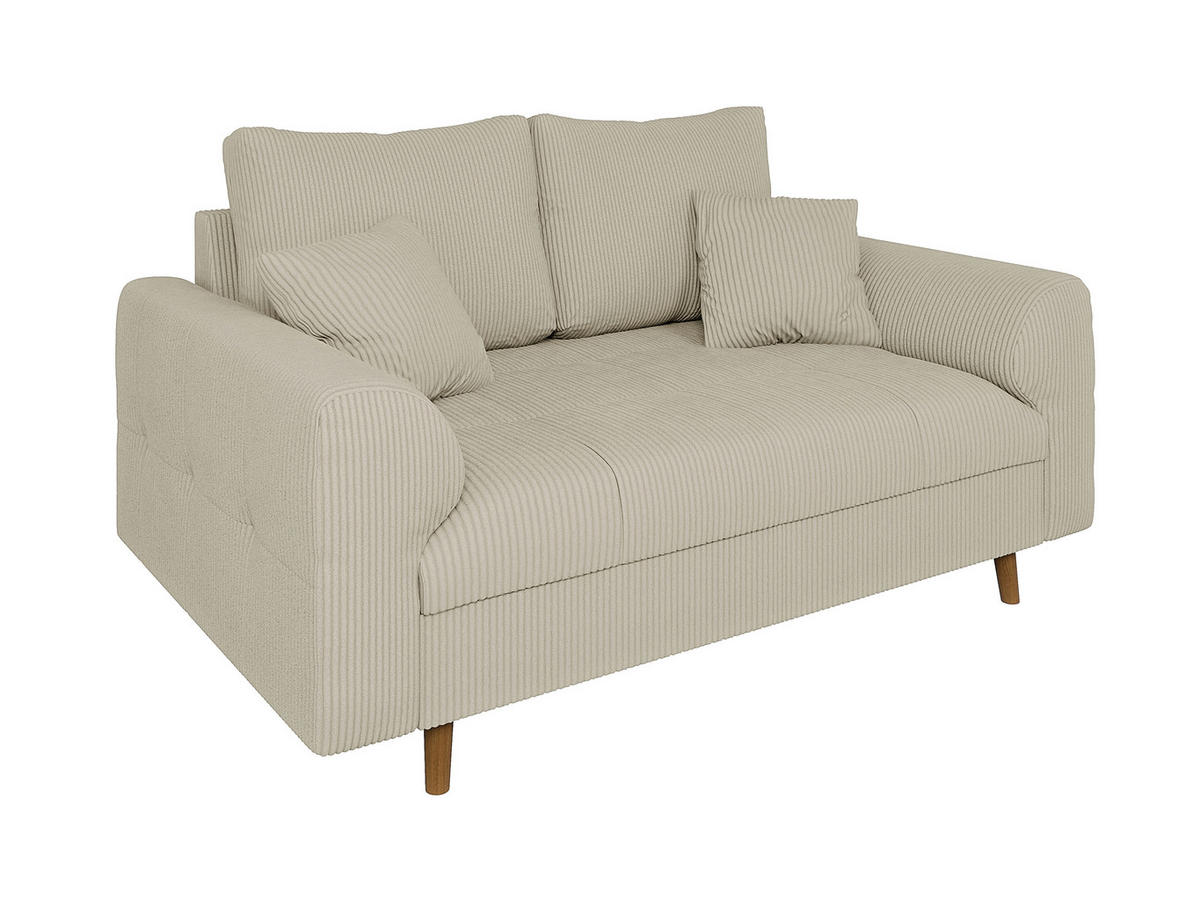 2-SITZER-SOFA Alma Beige Cord - Beige/Braun, Holz/Textil (150/81/93cm) - S-Style Möbel