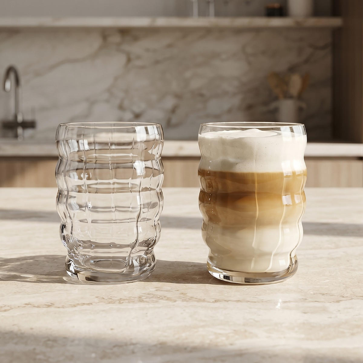 KAFFEE MOMENTS LATTE MACCHIATO, 4ER-SET, 440 ML - Transparent, Glas (8.5/10.5/8.5cm) - Krosno Glass