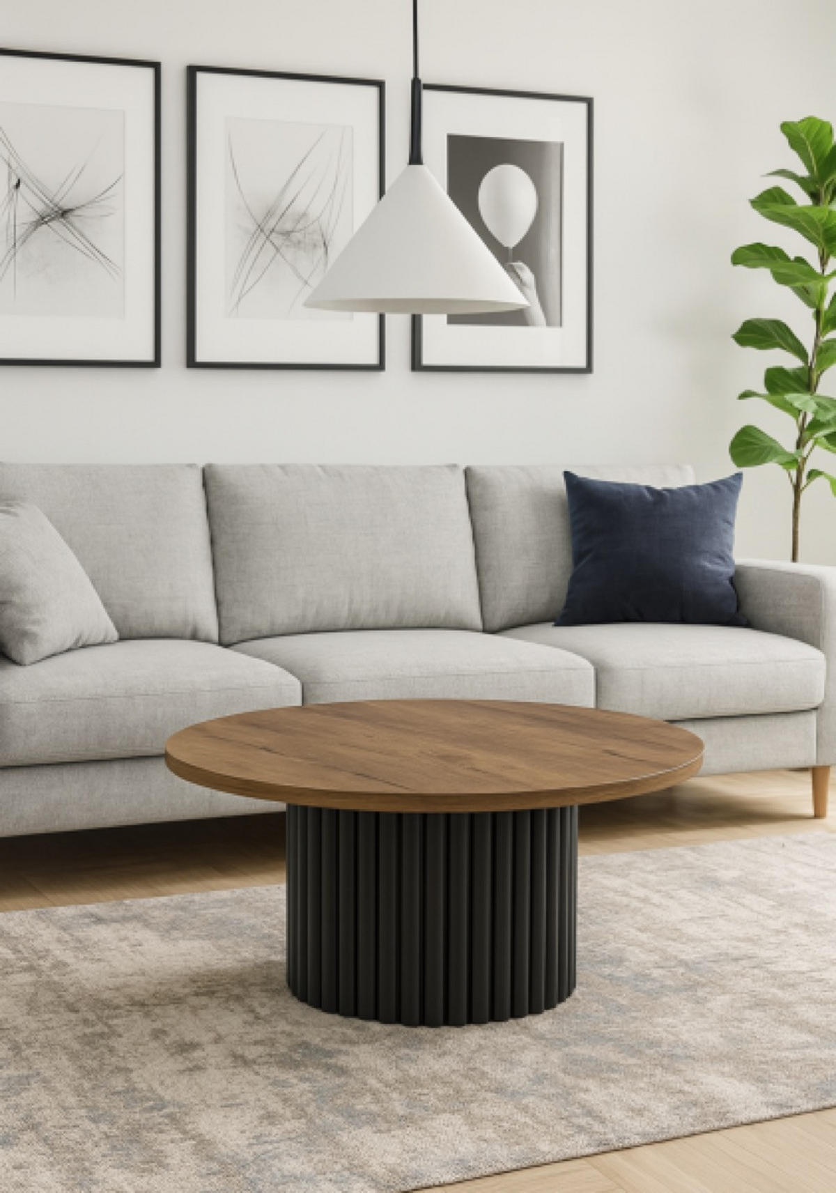 TISCH Dunkel Lefkas Eiche Riko Rund 58 cm - Braun, Holzwerkstoff (58/58/42cm) - Sepro Meble