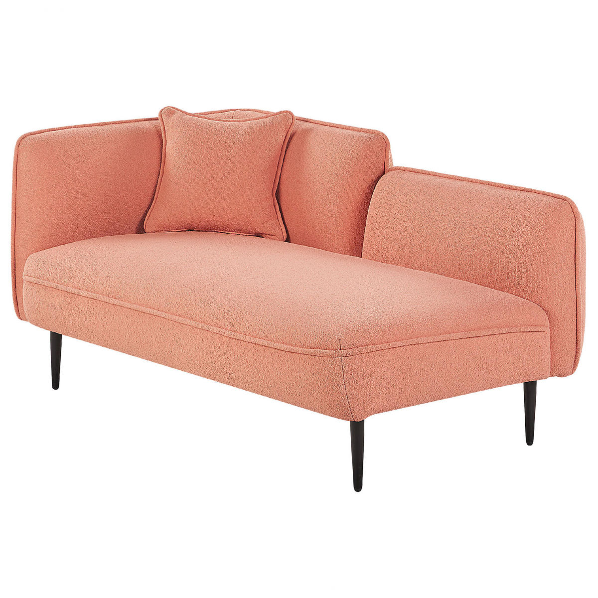 CHAISELONGUE Bouclé pfirsichrosa linksseitig Chevannes - Pink/Schwarz, Textil (138/74/77cm) - Beliani