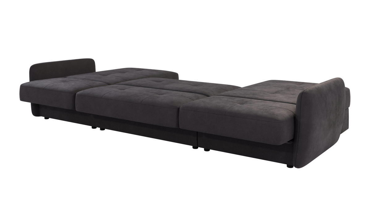 WOHNLANDSCHAFT Lupo Graphit Mikrofaser - Graphitfarben/Schwarz, Holz/Kunststoff (311/86/147cm) - S-Style Möbel