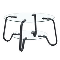 COUCHTISCH rund 2 Ebenen Metall Sicherheitsglas Schwarz - Schwarz, Metall (80/80/45cm) - Meubliv