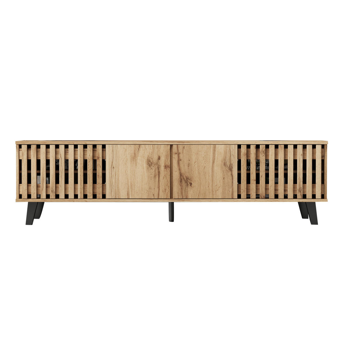 TV-SCHRANK 180/40/55 cm Naturholzfarbe aus Spanplatte mit 8 Fächern - Hellbraun, Holzwerkstoff (180/55/40cm) - OKWISH