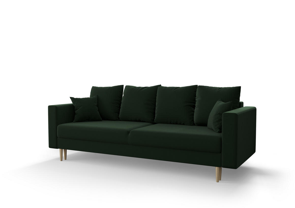SOFA KRISTI mit Schlaffunktion ITAKA 10 Sofa mit Stauraum - Grün, Textil (90/87/230cm) - Bedante