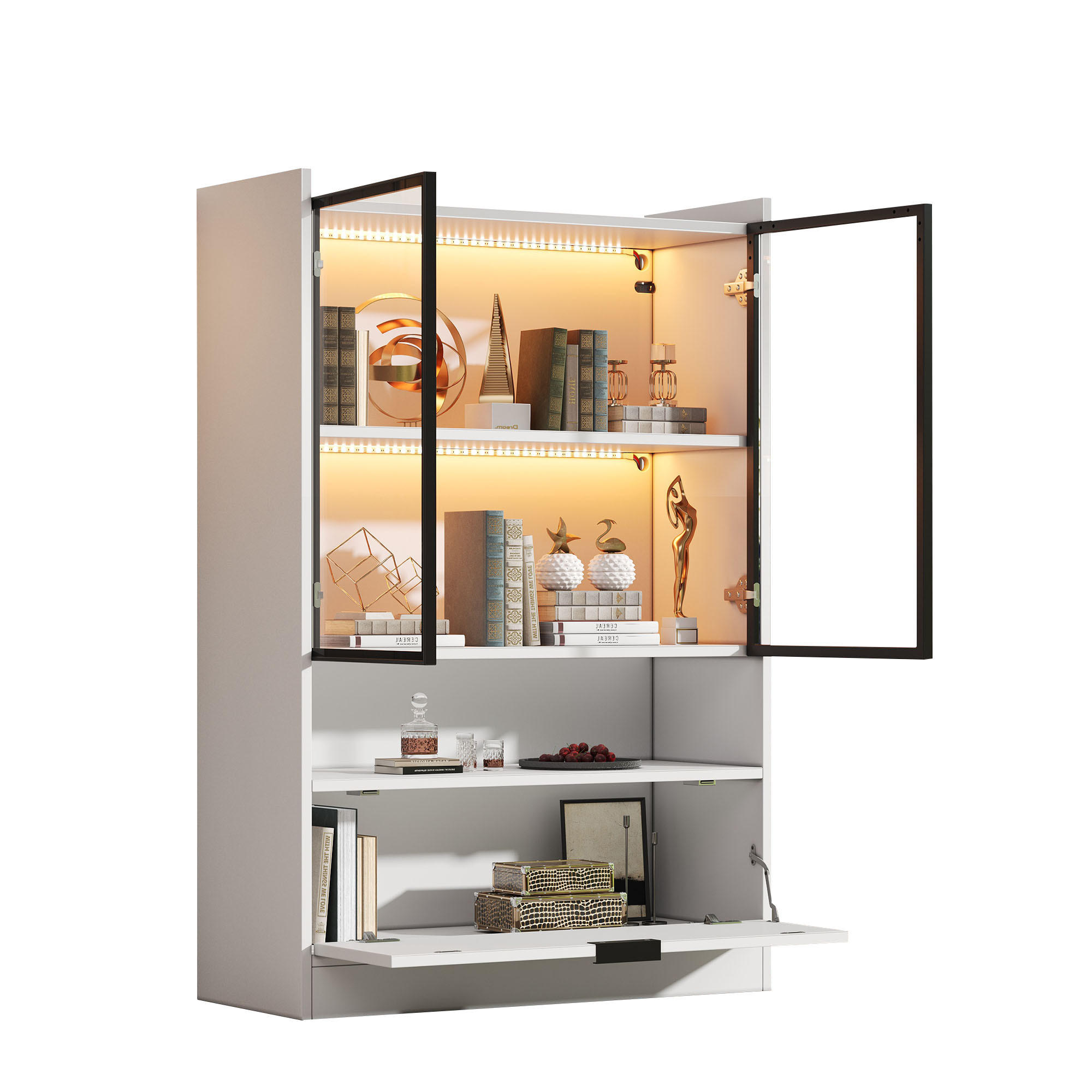 Evryae Vitrine Weiß 80x120x35 cm