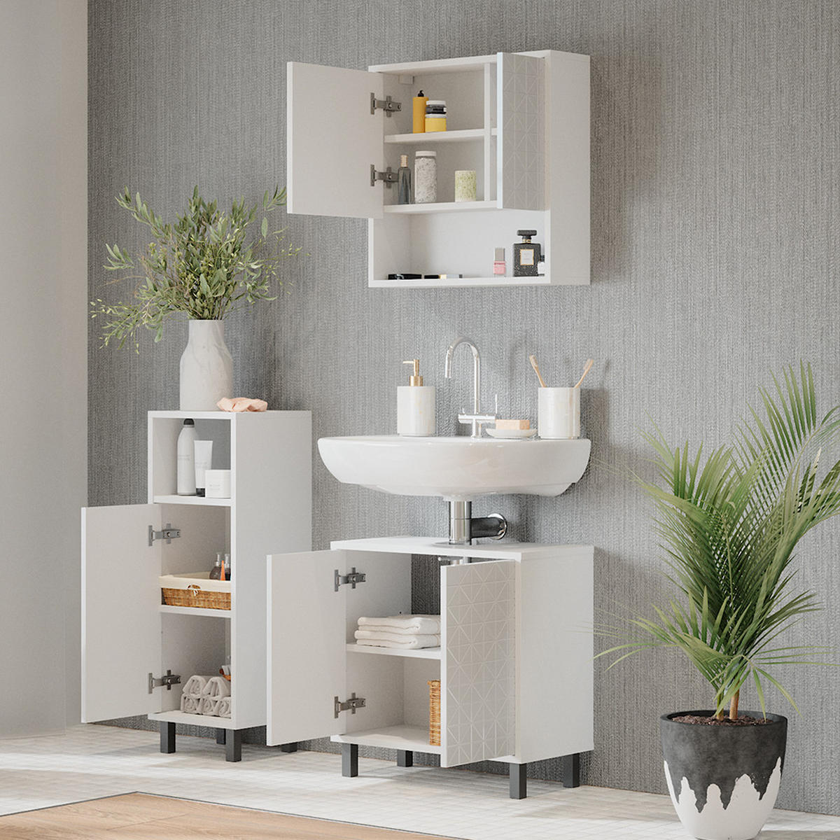 STŘEDNÍ SKŘÍŇKA Agasta Bílá - bílá, kompozitní dřevo (30/87.2/28cm) - Vicco