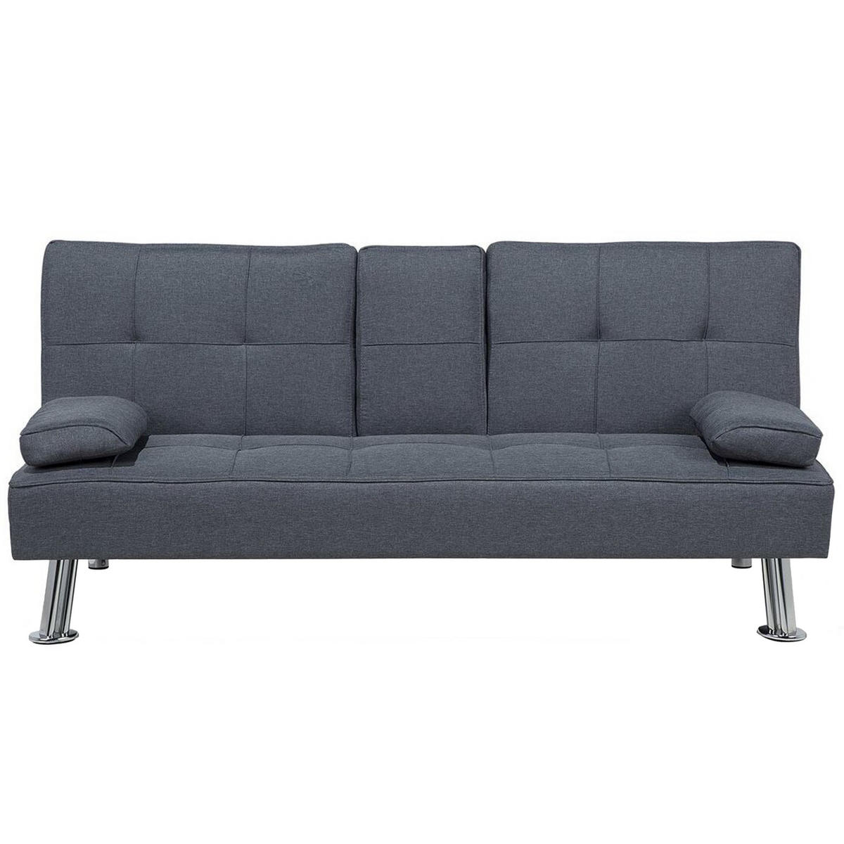 3-SITZER-SCHLAFSOFA Polyester Grau Roxen - Dunkelgrau, Textil (168/77/81cm) - Beliani