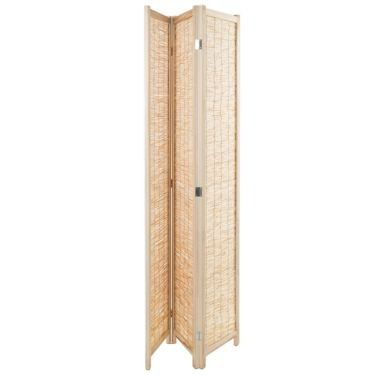 RAUMTEILER Playa 3-tlg. Schilfrohr Holz natur - Naturfarben, Holz (120/170/3cm) - DESIGN DELIGHTS