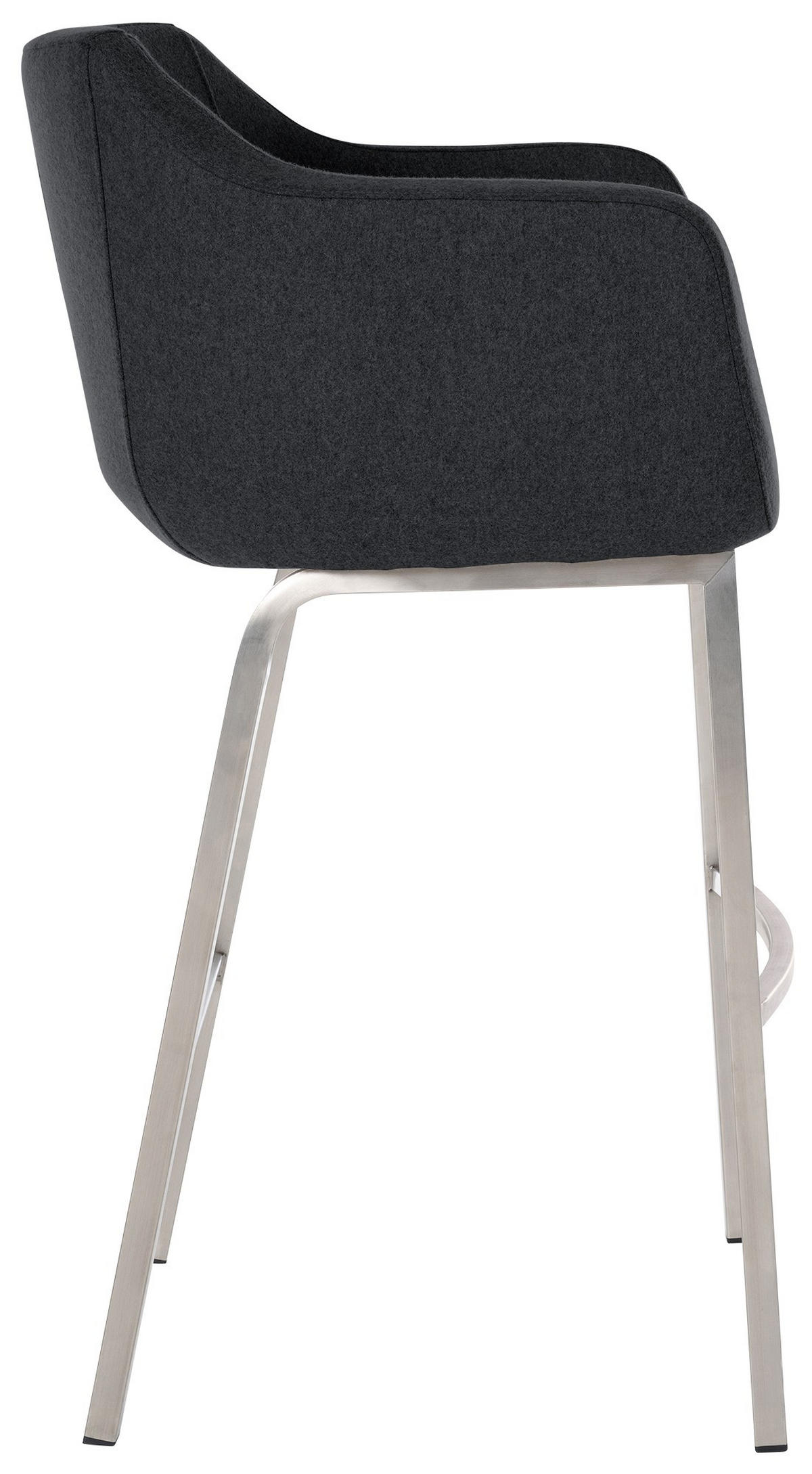 BARHOCKER Filz anthrazit - Edelstahlfarben/Anthrazit, Textil/Metall (58/108/56cm) - CLP