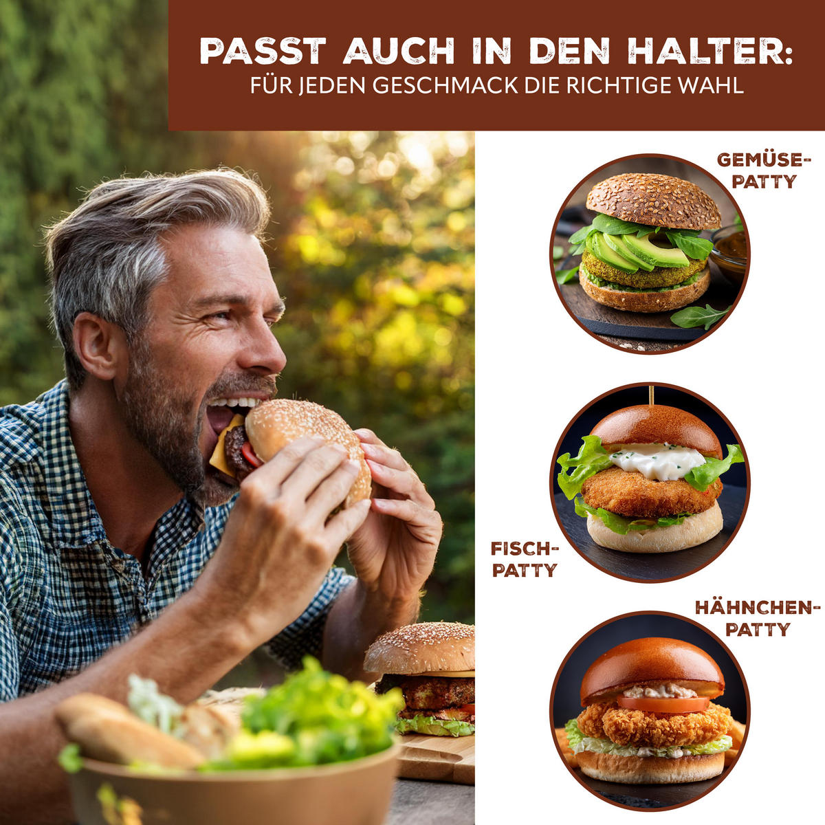 BURGER-GRILLHALTER, silber, Edelstahl - Edelstahlfarben, Metall (26/26/57cm) - bremermann