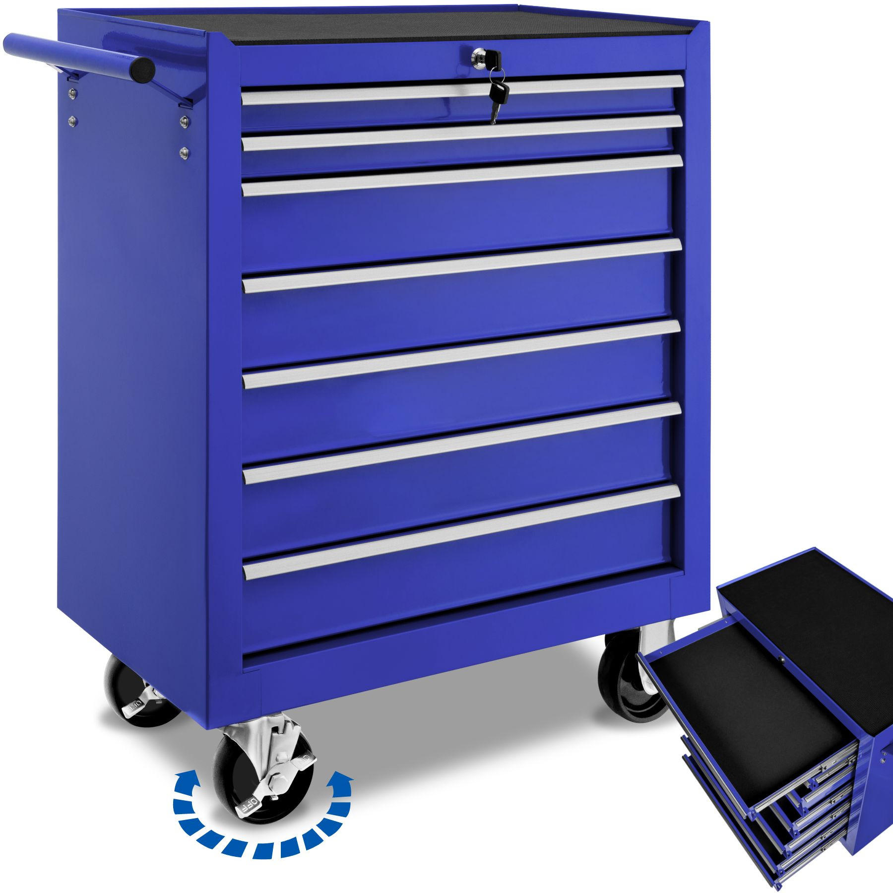 WERKZEUGWAGEN ,Rollen Ø 100 mm,blau - Blau, Metall (33/79/69cm) - tectake