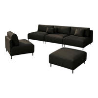 GARTEN Lounge Set SUN – Outdoor Möbel Set mit Sofa, Sessel und Hocker, UV-beständig und wasserabweisend - Schwarz, Textil - A&J MöbelLand