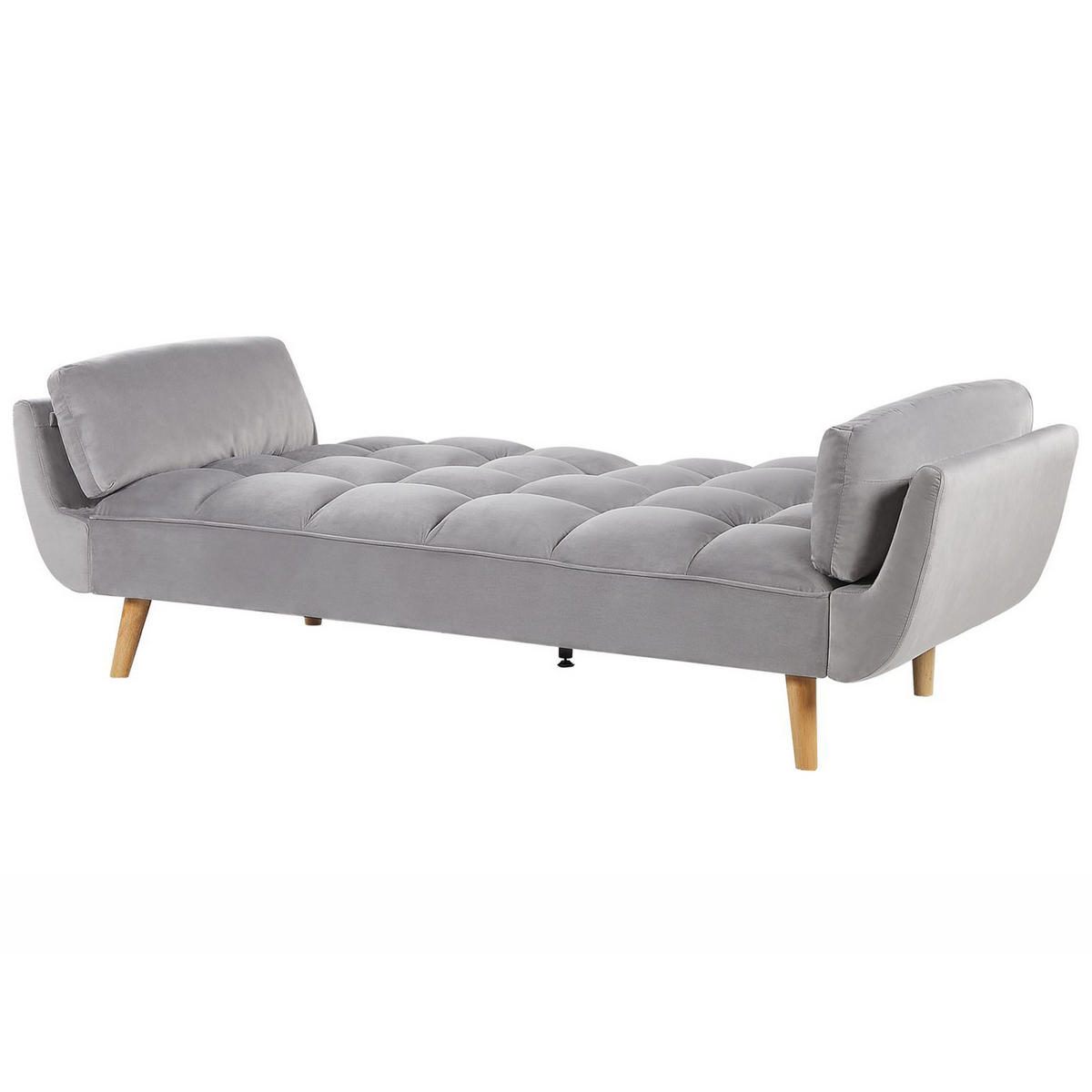3-SITZER-SCHLAFSOFA Samtstoff Hellgrau Asby - Hellgrau, Textil (218/82/83cm) - Beliani