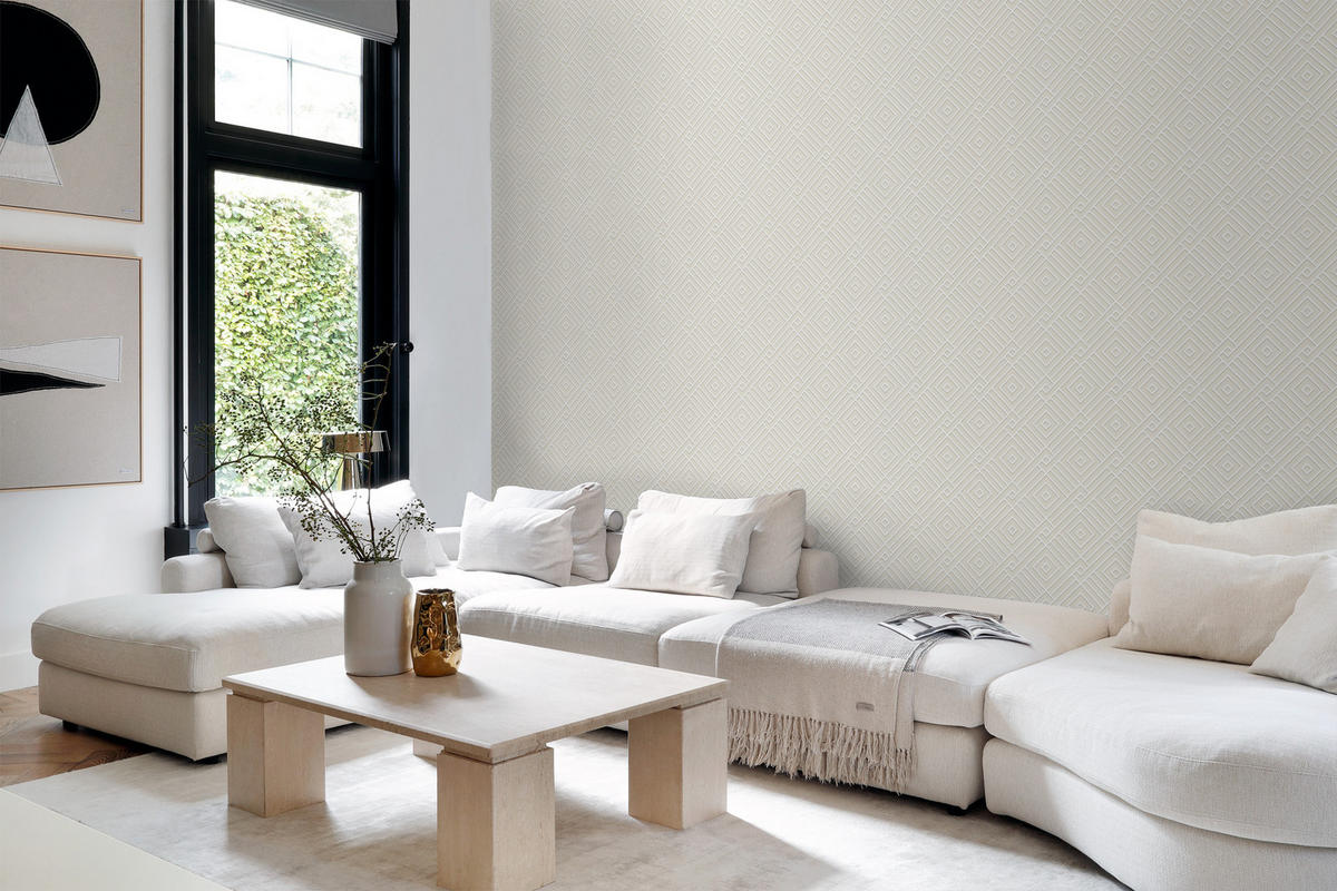 TAPETE 3D grafisches Motiv 50 x 900 cm - Weiß, Papier (50/900cm) - Origin Wallcoverings