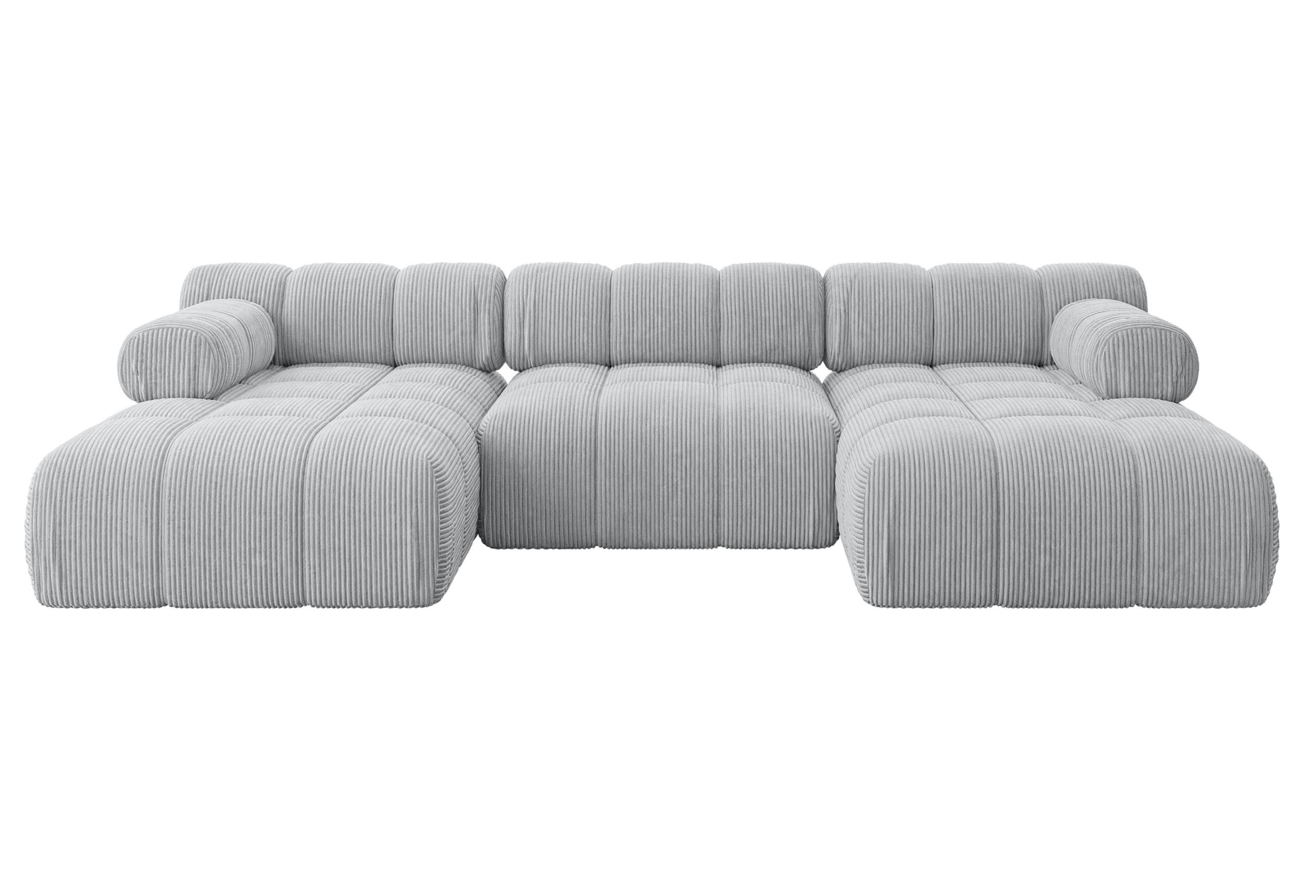 WOHNLANDSCHAFT modulares Sofa Tesso-U1 - 285x160x70 cm Grau Cord - Grau, Holzwerkstoff/Textil (285/70/160cm) - ALTDECOR
