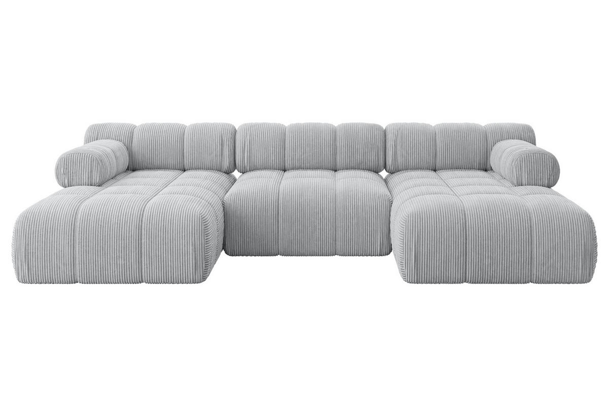 WOHNLANDSCHAFT modulares Sofa Tesso-U1 - 285x160x70 cm Grau Cord - Grau, Holzwerkstoff/Textil (285/70/160cm) - ALTDECOR