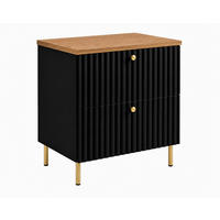 BADEZIMMERSCHRANK: Schwarz / Platte Craft-Eiche / Griffe Gold / Beine Gold, 60 x 46 x 73,6 cm - Goldfarben/Schwarz, Holzwerkstoff (60/73.6/46cm) - 3XE LIVING