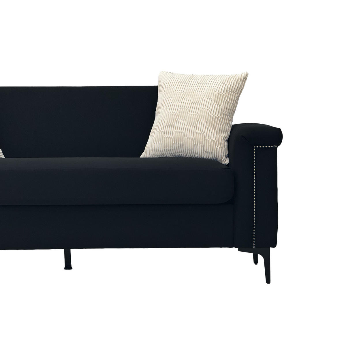 2-SITZER Sofa Massivholzrahmen mit Stoffbezug und Metallfüßen 172/73.5/81.5 cm Schwarz - Schwarz, Textil (73.5/81.5/172cm) - Redom