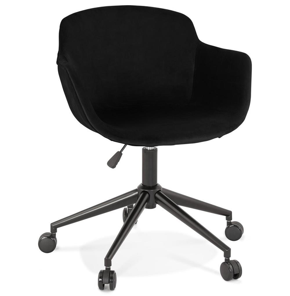 BÜROSTUHL Samt mit Rollen, 360° drehbar und höhenverstellbar PILANO, Schwarz 54x59x80 cm - Schwarz, Textil/Metall (59/80/54cm) - KADIMA DESIGN
