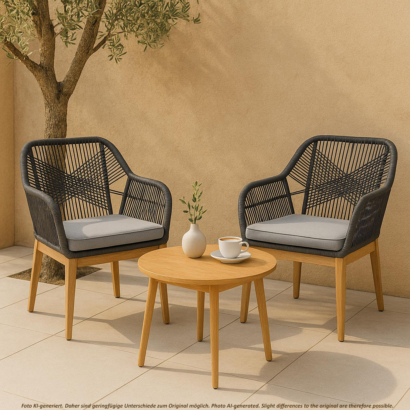 GARTENSTUHL H56B Grau, Hellgrau - Hellgrau/Grau, Holz (58/85/59cm) - MCW