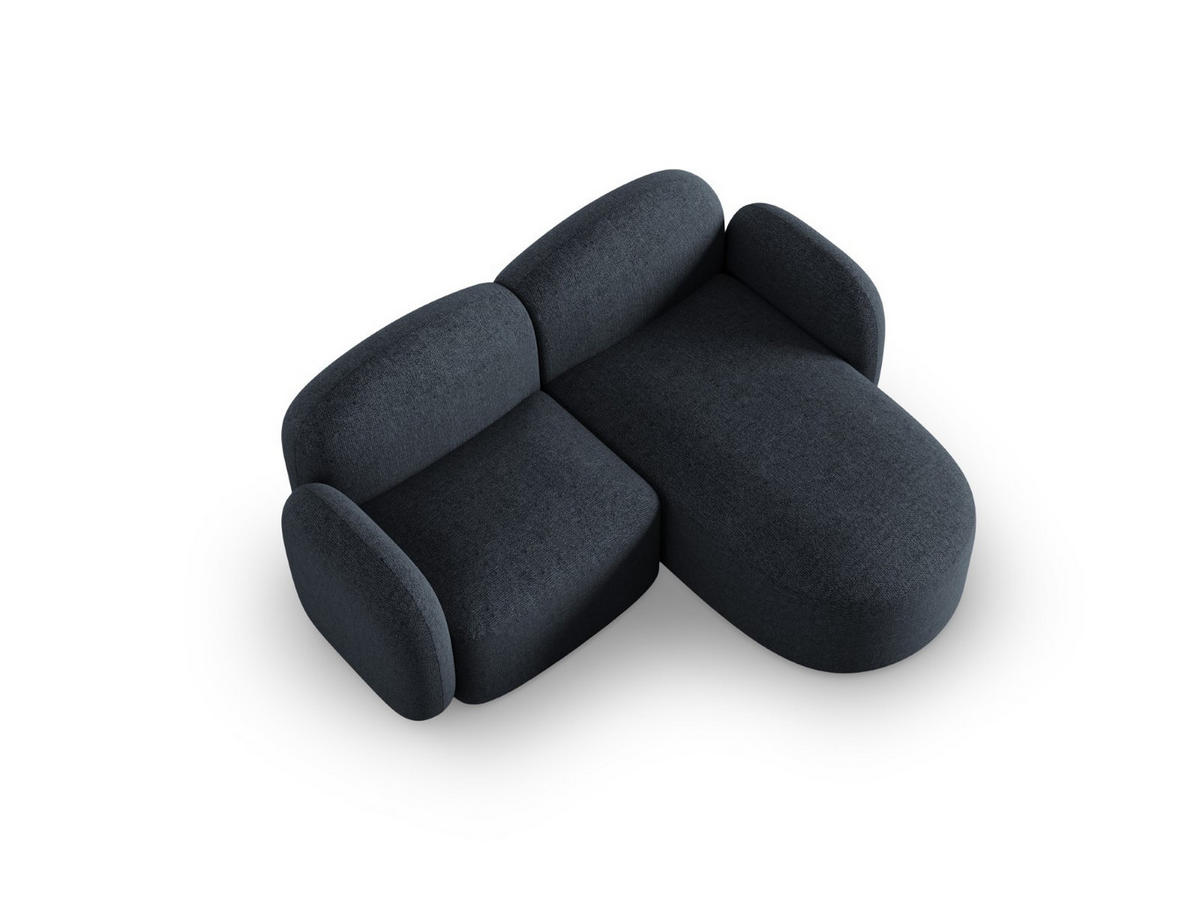 ECKSOFA rechts Blair aus Chenille-Stoff blau melange 3 Sitzplätze - Blau, Textil (155/194cm) - Micadoni