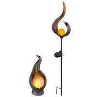 LED AUSSENLEUCHTE Bronze Solarlampe Flammenform 2er Set - Bronzefarben, Glas (16.7/6/90cm)