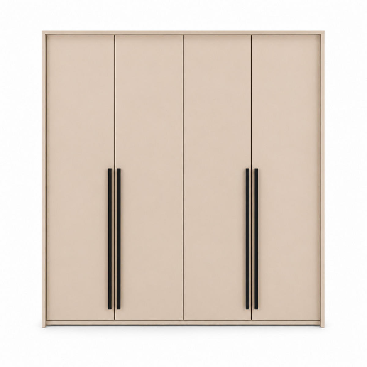 KLEIDERSCHRANK: Sandbeige / Griffe Silber, 210 x 65 x 217,2 cm - Sandfarben/Silberfarben, Holzwerkstoff (210/217.2/65cm) - 3XE LIVING