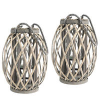 LATERNEN GIZO 2ER-SET - Grau, Glas (22/34/22cm) - IDIMEX