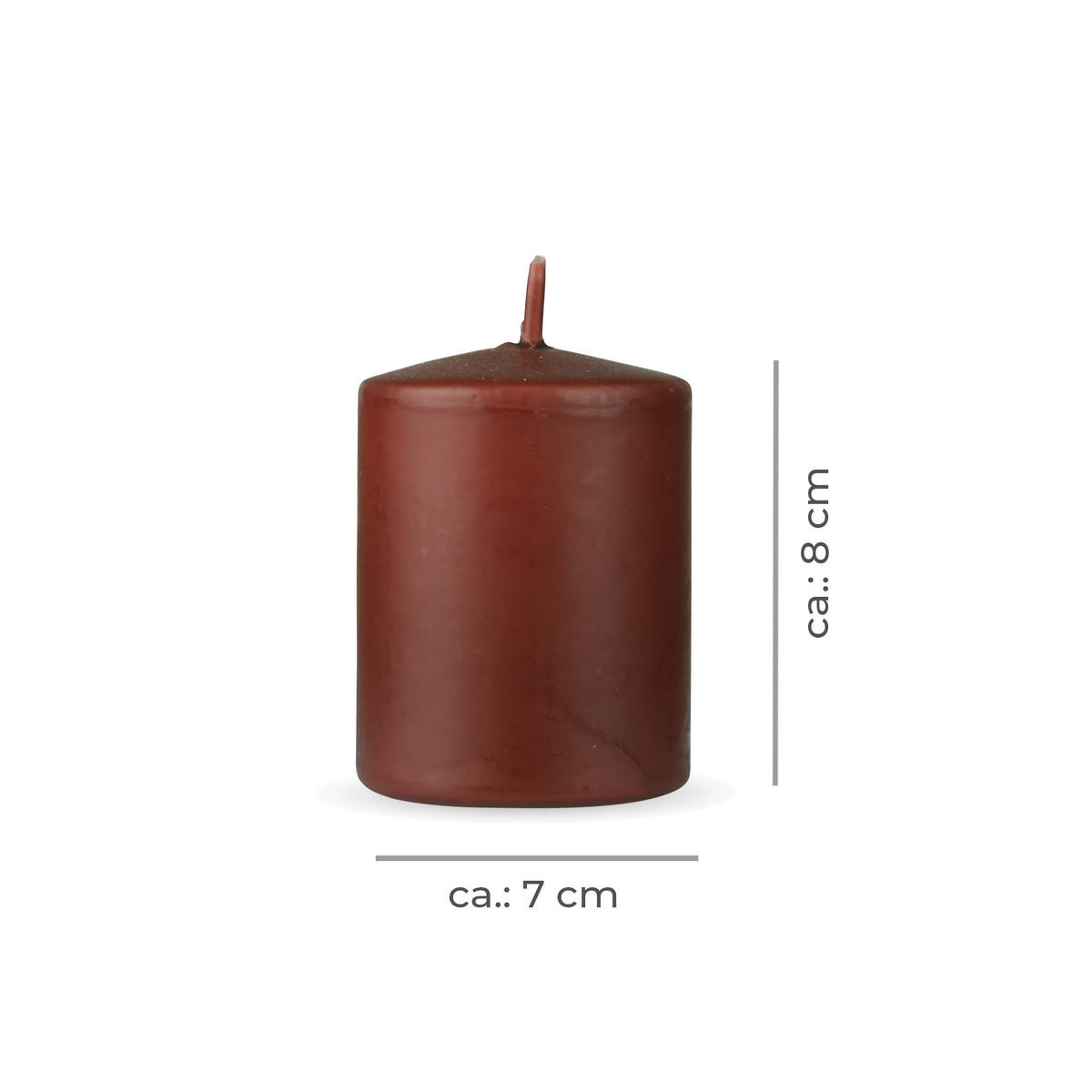 STUMPENKERZEN 8er Pack "Braun", Größe Ø7cm x Höhe: 8 cm - Braun, Naturmaterialien (7/8cm) - Bestlivings