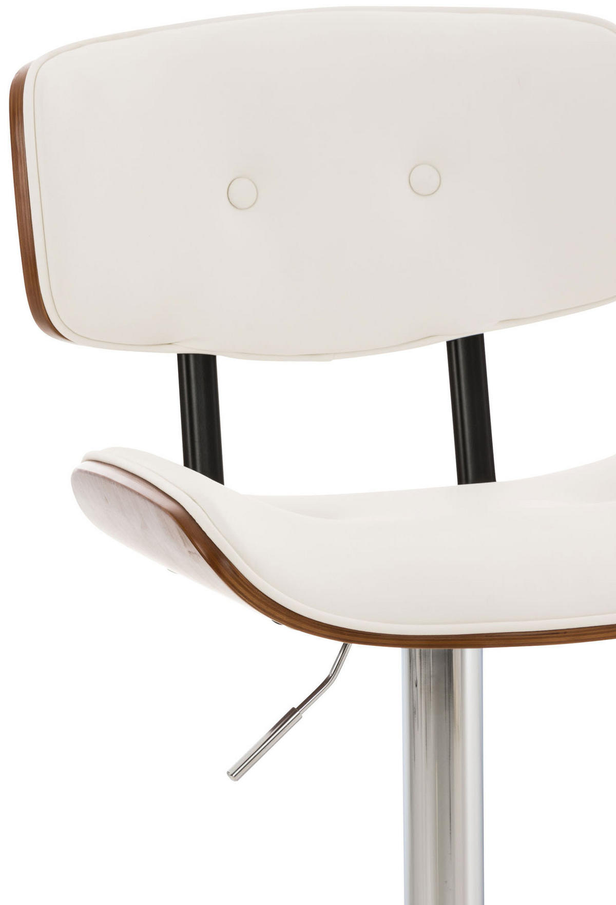 BARHOCKER Lederlook walnuss/weiß - Chromfarben/Walnussfarben, Textil/Metall (50/94/56cm) - CLP