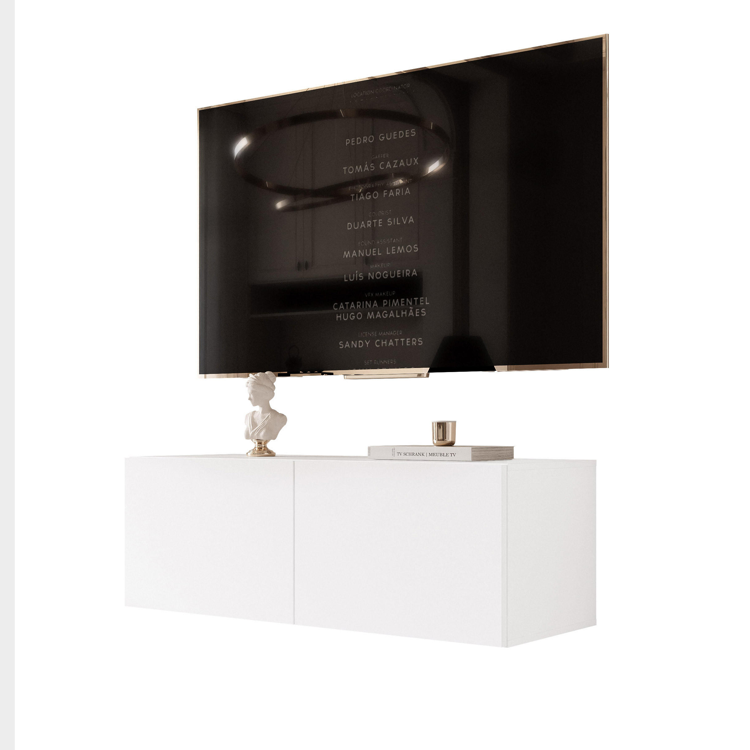 TV-LOWBOARD weiß matt, hängend mit LED-Beleuchtung - Weiß, Holzwerkstoff (100/36/40cm) - Idohome