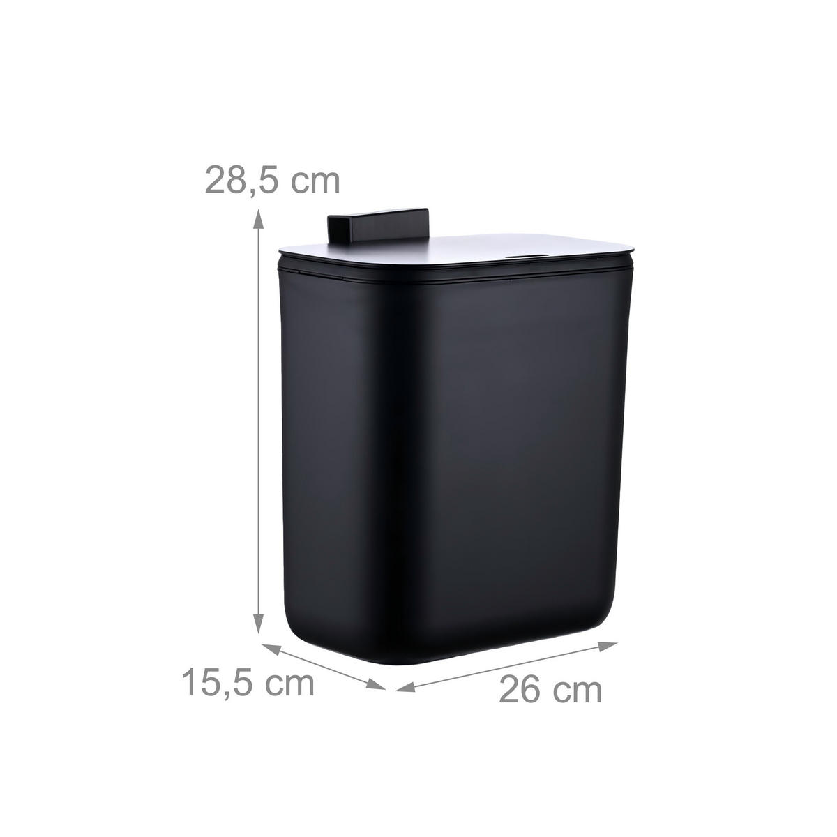 KÜCHENMÜLLEIMER 9L - Schwarz, Kunststoff (26/28.5/15.5cm) - Relaxdays