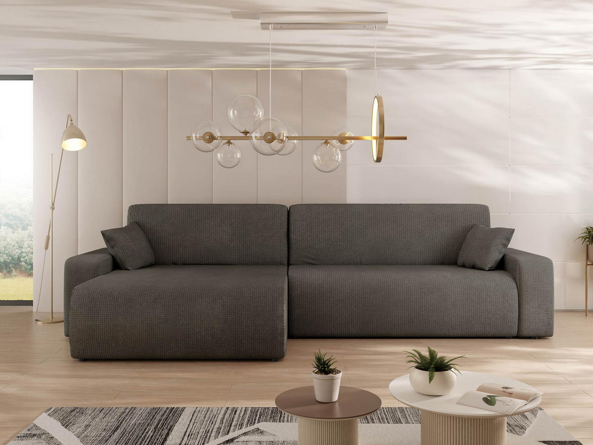ECKSOFA Piano - Schwarz/Braun, Holz/Kunststoff (274/145cm) - MIRJAN24