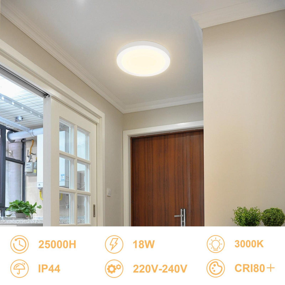 LED-DECKENLEUCHTE Finnj 23/3/23 cm （2er-set） - Weiß, Kunststoff (23/23/3cm) - ZMH