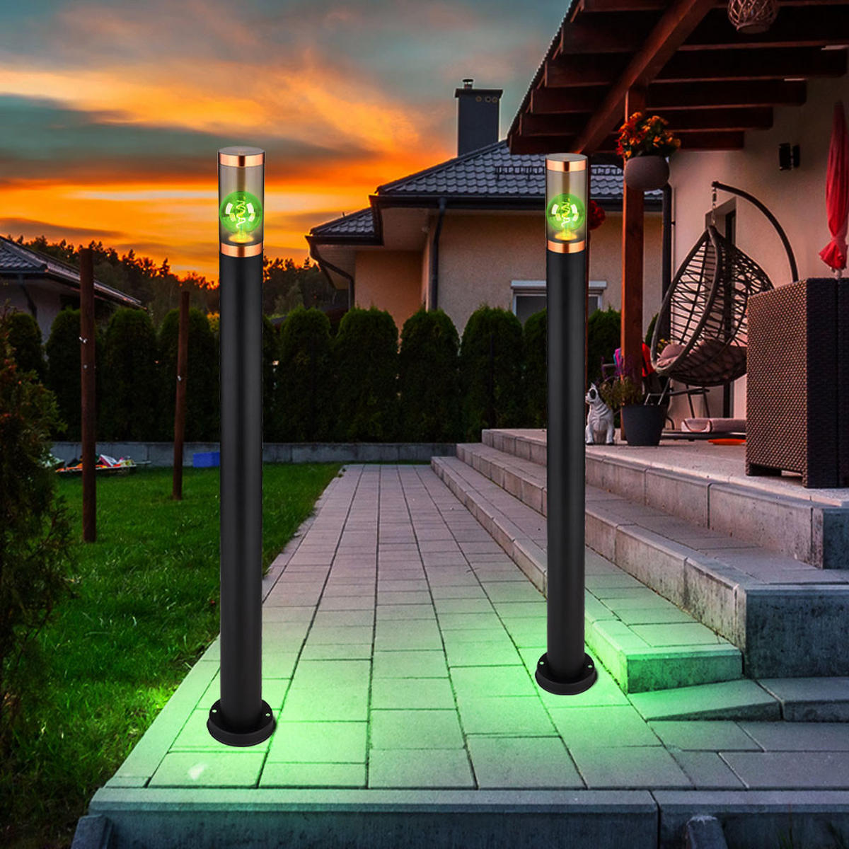 LED AUSSENLEUCHTE BOSTON Schwarz Edelstahl - Schwarz, Kunststoff (12.7/12.7/110cm) - Globo Lighting