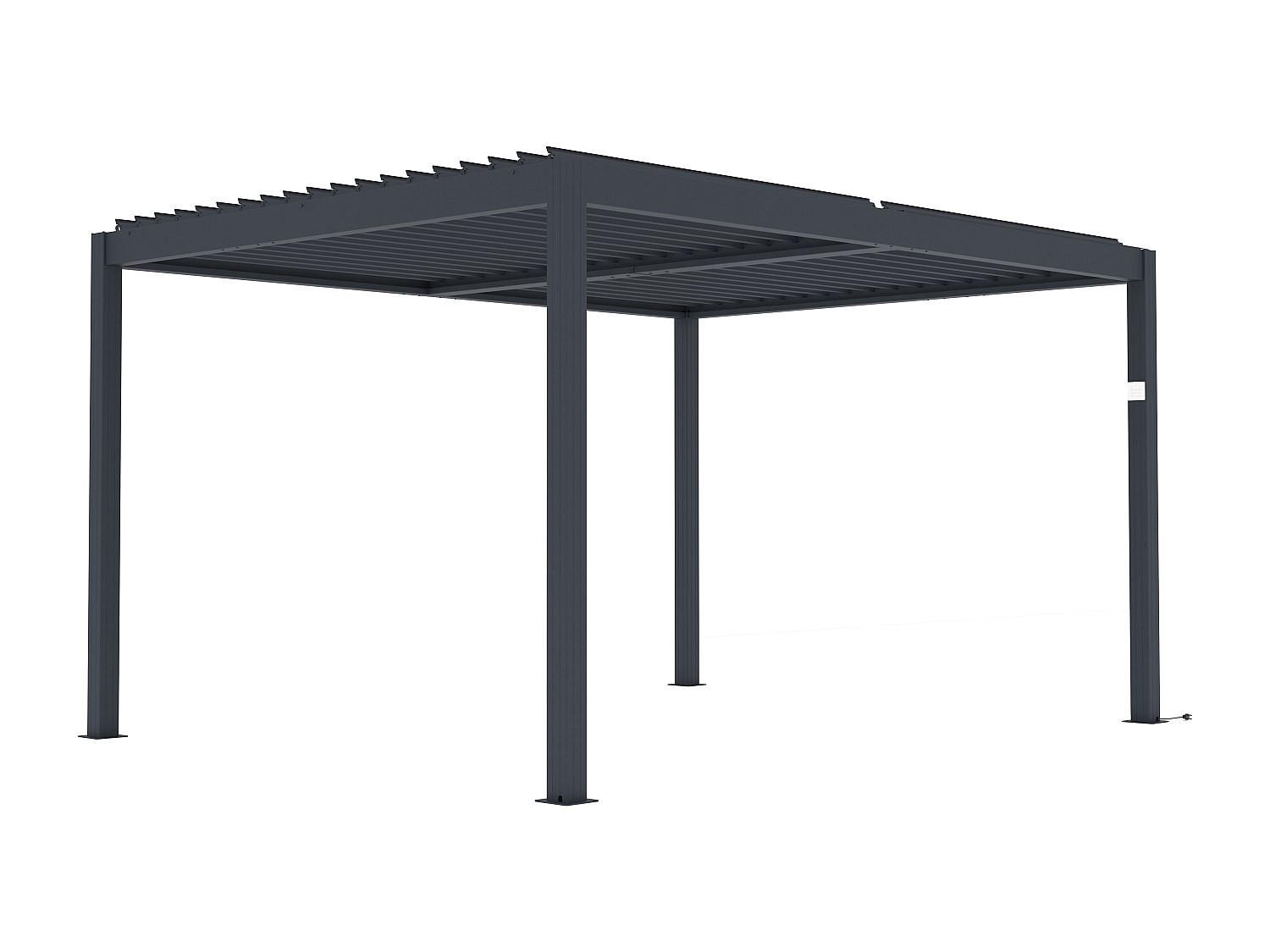 TERRASSENDACH bioklimatisch freistehend elektrisch aus Aluminium mit verstellbaren Lamellen - 12 m² - Anthrazit - AMADORA - Anthrazit, Metall (395/220/305cm) - Vente-Unique