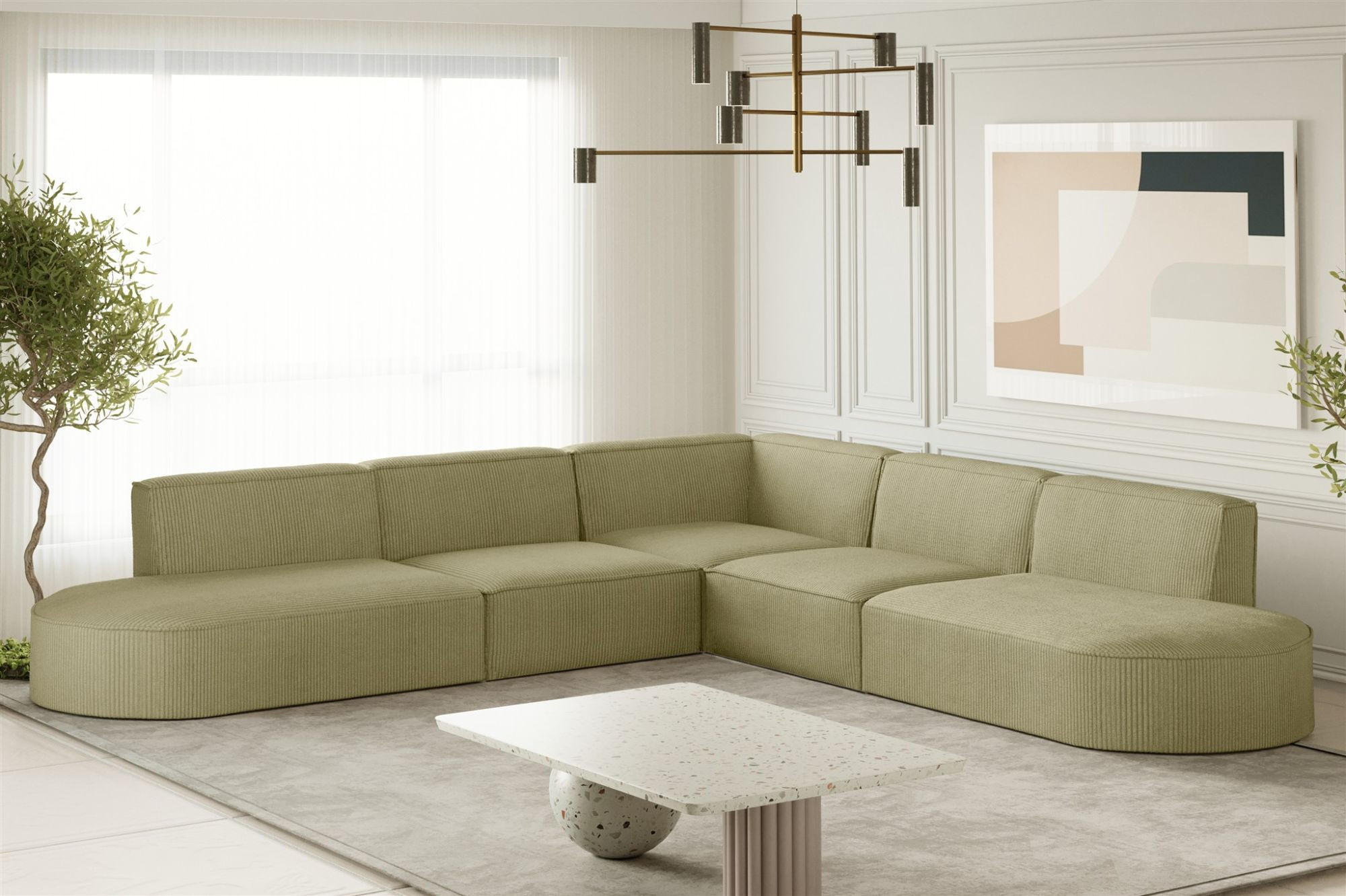 ECKSOFA Palma In Scala - Opal, Holzwerkstoff/Textil (276/276cm) - Fun Möbel