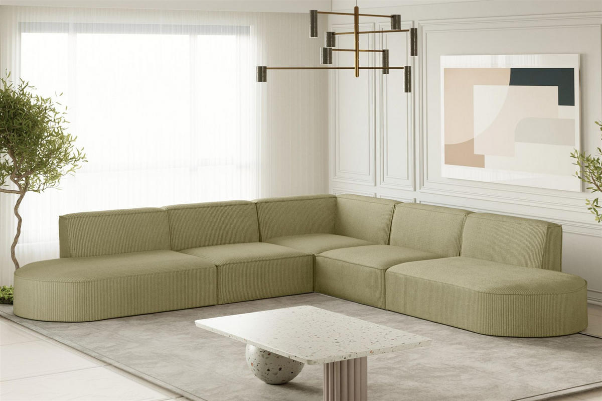 ECKSOFA Palma In Scala - Opal, Holzwerkstoff/Textil (276/276cm) - Fun Möbel