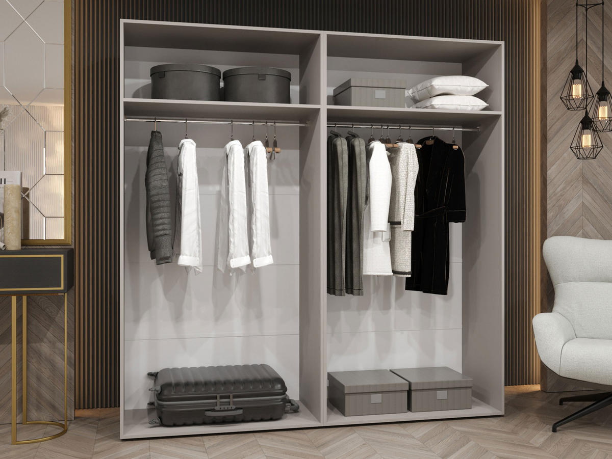 DREHTÜRENSCHRANK Malaga 200 mit Frontspiegel - Schwarz, Holzwerkstoff (200/202/52cm) - MIRJAN24