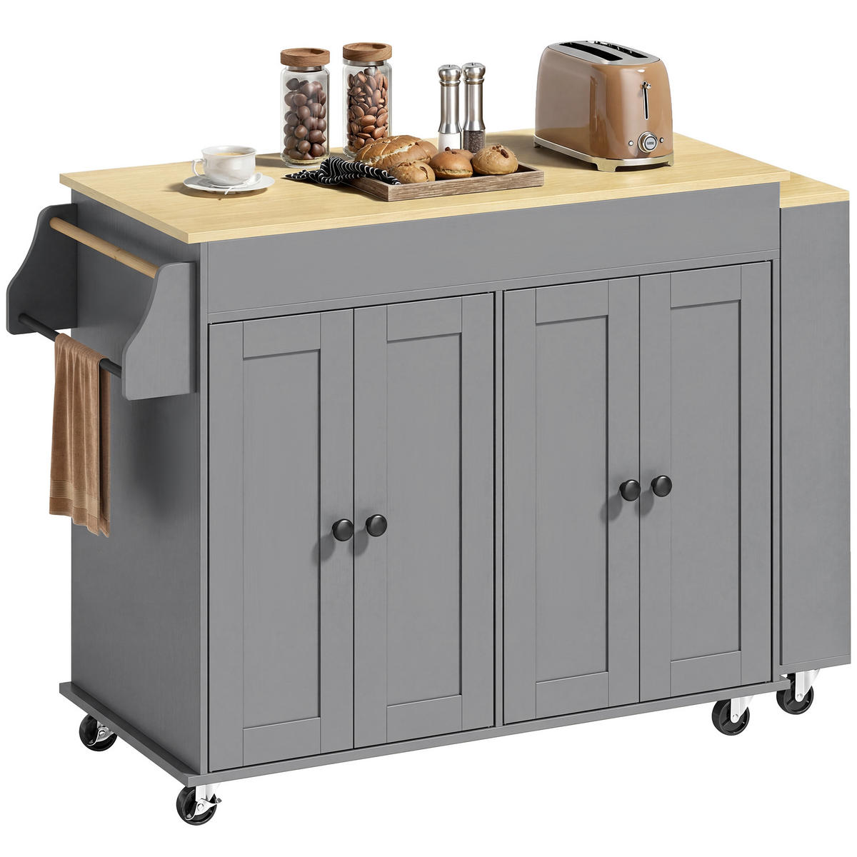 KÜCHENINSEL Grau 1 Stück - Grau, Holzwerkstoff (50/87.8/189.2cm) - GiPP