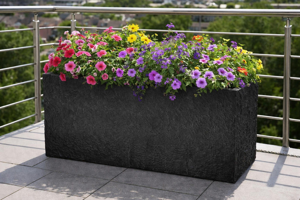 PFLANZKASTEN The Rock 33x83x38 cm, Steinoptik Anthrazit, Fiberstone - Anthrazit, Kunststoff (83/73/33cm) - dasmöbelwerk